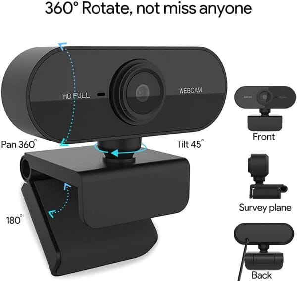 Blackpool 1080P Full HD Webcam with Microphone - Plug & Play, Noise Reduction - Rotatable for Video Conferencing, Online Teaching, Gaming - Compatible with PC, Laptop, Desktop - Image 6