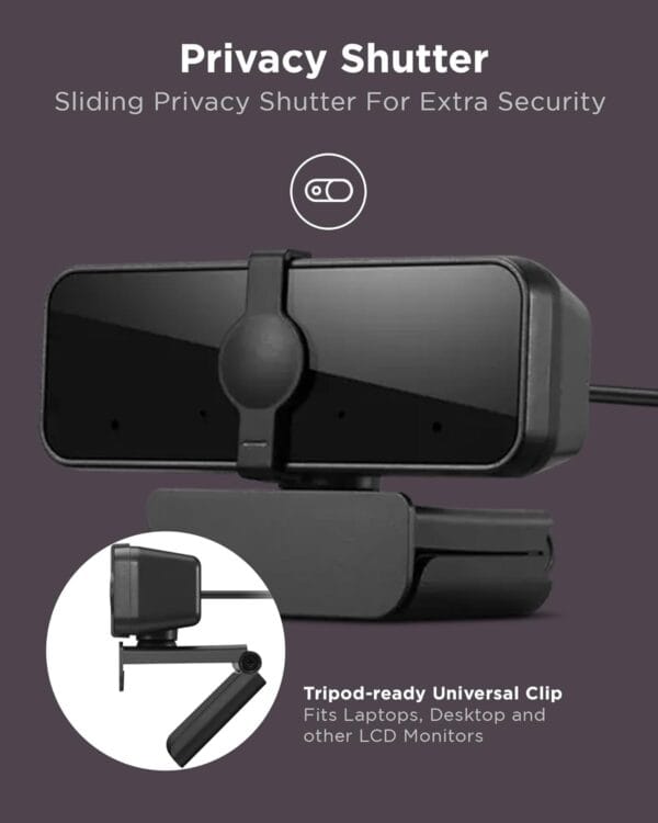 Lenovo FHD Webcam with Dual Built-in Mics | FHD 1080P Camera | Wide 95 Lens | 360 Rotation | Flexible Mount (4XC1B34802), Black - Image 5