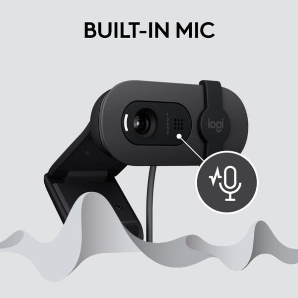 Logitech Brio 100 Full HD Webcam - Meetings and Streaming, Auto-Light Balance, Mic, Privacy Shutter, USB-A - Graphite - Image 5
