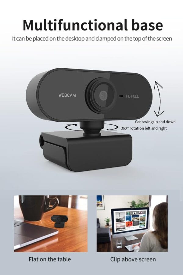 Blackpool 1080P Full HD Webcam with Microphone - Plug & Play, Noise Reduction - Rotatable for Video Conferencing, Online Teaching, Gaming - Compatible with PC, Laptop, Desktop - Image 5