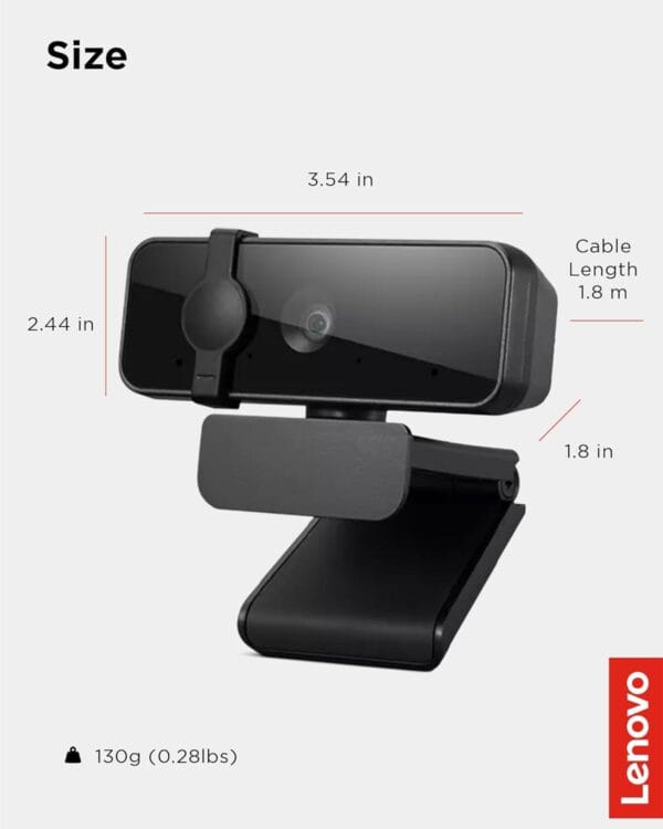 Lenovo FHD Webcam with Dual Built-in Mics | FHD 1080P Camera | Wide 95 Lens | 360 Rotation | Flexible Mount (4XC1B34802), Black - Image 6