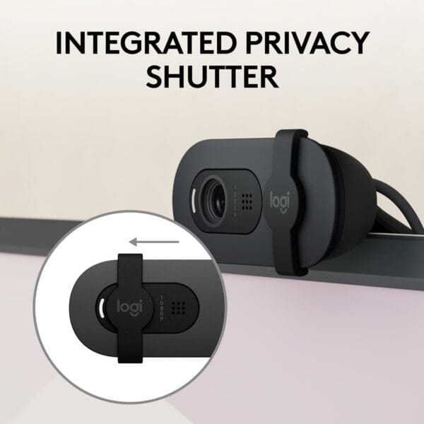 Logitech Brio 100 Full HD Webcam - Meetings and Streaming, Auto-Light Balance, Mic, Privacy Shutter, USB-A - Graphite - Image 4