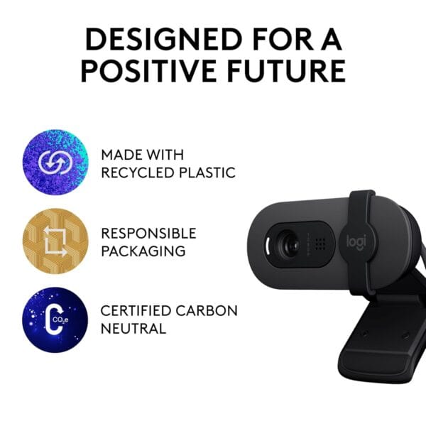 Logitech Brio 100 Full HD Webcam - Meetings and Streaming, Auto-Light Balance, Mic, Privacy Shutter, USB-A - Graphite - Image 9