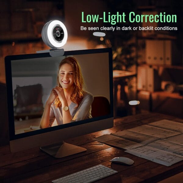 Angetube 1080P 60FPS Webcam with Ring Light and Remote Control - Image 7