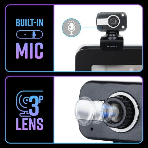 Zebronics Zeb-Crystal Clear Web Camera with Microphone, Night Vision (Black) - Image 6