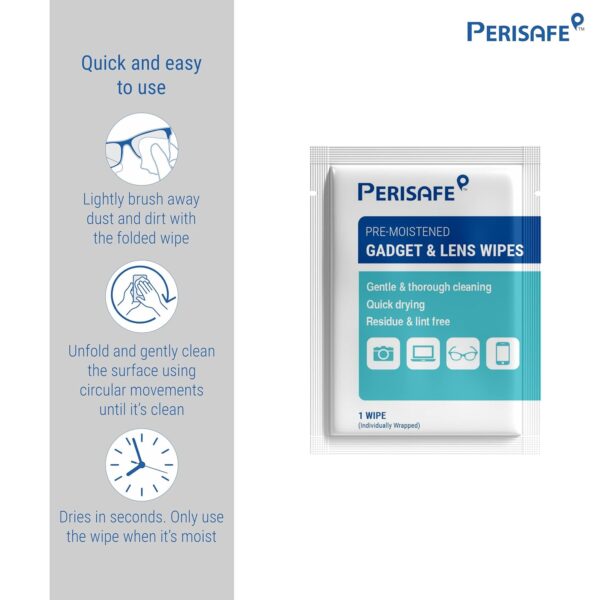Perisafe Pre-Moistened Cleaning Wipes| Multi Purpose, Individually Packed| Pack of 30 - Image 4