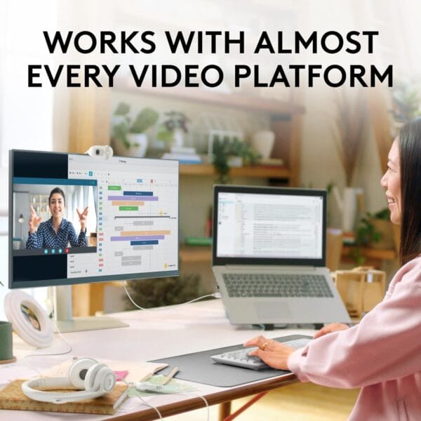Logitech Brio 100 Full HD Webcam - Meetings, Streaming, Auto-Light Balance, Mic, Privacy Shutter, USB-A - OffWhite - Image 7