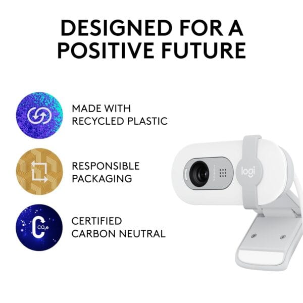 Logitech Brio 100 Full HD Webcam - Meetings, Streaming, Auto-Light Balance, Mic, Privacy Shutter, USB-A - OffWhite - Image 9
