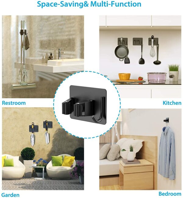 JIALTO 2 PCS Broom and Mop Holder Wall Mounted (Black) - Image 5