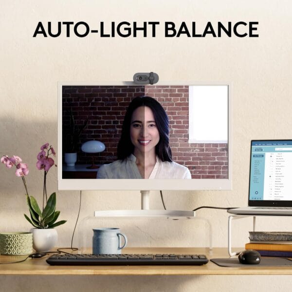 Logitech Brio 100 Full HD Webcam - Meetings and Streaming, Auto-Light Balance, Mic, Privacy Shutter, USB-A - Graphite - Image 3