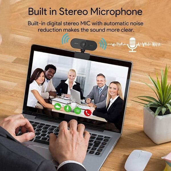 Blackpool 1080P Full HD Webcam with Microphone - Plug & Play, Noise Reduction - Rotatable for Video Conferencing, Online Teaching, Gaming - Compatible with PC, Laptop, Desktop - Image 3