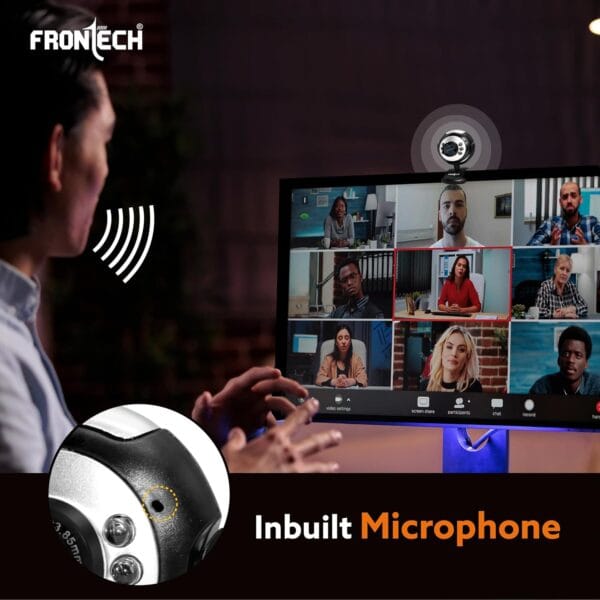 FRONTECH Digital Webcam with Mic & LED Lights, 30 FPS, Plug and Play USB Interface, Auto White Balance, for Video Calling, Live Streaming, Online Classes, Laptop/PC/TV - Image 6