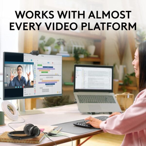 Logitech Brio 100 Full HD Webcam - Meetings and Streaming, Auto-Light Balance, Mic, Privacy Shutter, USB-A - Graphite - Image 7